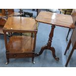An early 19th century tilt top table together with a two tier table with inset drawer Location: