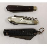 Three penknives to include an early 20th century William Rodgers knife Location: