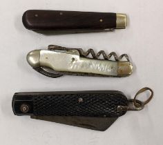 Three penknives to include an early 20th century William Rodgers knife Location: