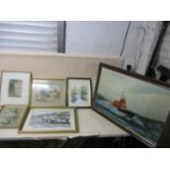 A group of framed and glazed pictures to include J.Roy Martin - Lifeboat Elizabeth Ann at sea off