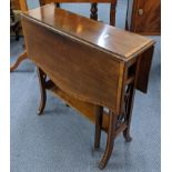An Edwardian mahogany and satinwood Sutherland table with shelf below 63h x 60.5w Location: