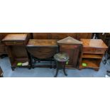Mixed furniture to include a 1930s oak gateleg table, a wall hanging corner unit, and other items