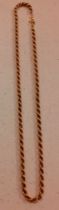 A 9ct gold rope twist necklace, 4.7g, stamped 375.