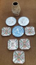 A group of 19th Century Chinese plates A/F together with 5 Cantonese Famille Rose plates and a