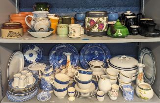 A mixed lot of porcelain and mixed china, stoneware to include blue and white, Spode, Booths and
