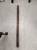 A 20th century didgeridoo with a kookaburra ornament/bamboo