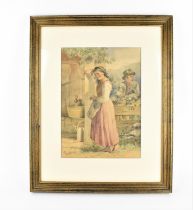 Johann Nepomuk Horrak (1815-1870) Austrian depicting a peasant girl posing, signed lower left and
