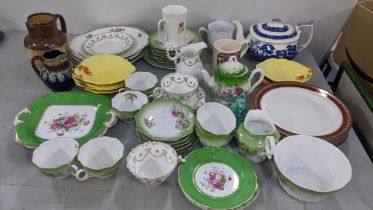 A mixed lot to include a Doulton jug with a silver rim, Copeland Spode teapot and other items