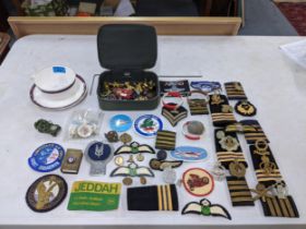 Mixed RAF and flying related collectables to include embroidered maps mixed flying badges, cufflinks