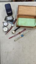 Mixed watches to include two pocket watches and mixed ladies watches to include a Lorus, a Timex and