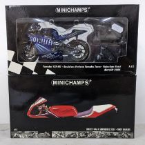Two Minichamps boxed models of a Yamaha YZR-M1 Valentino Rossi and a Ducati 996 Troy Bayliss