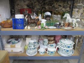 A mixed lot of ceramics, glassware and other ornaments to include two Berwick countering Shire