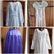 Late 19th and early 20th Century ladies clothing to include a vintage pale blue chiffon evening gown