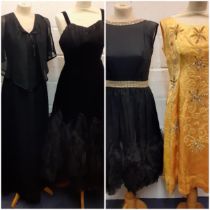 A group of four 1970's and 1980's ladies ballroom and tea room dancing dresses comprising a 1970's