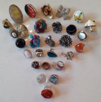 A quantity of contemporary dress rings, some with hard-stones and crystals, an American Dannijo (
