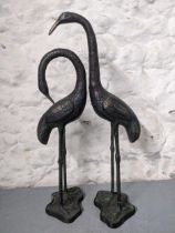 A pair of Japanese style patinated model storks Location:A1F