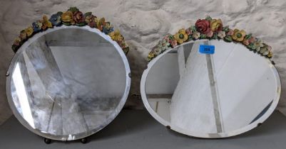 Two early/mid 20th century Barbola style mirrors on easel backs Location: