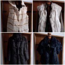 Late 20th Century and modern fur and faux fur clothing to include a brown leather and arctic fox