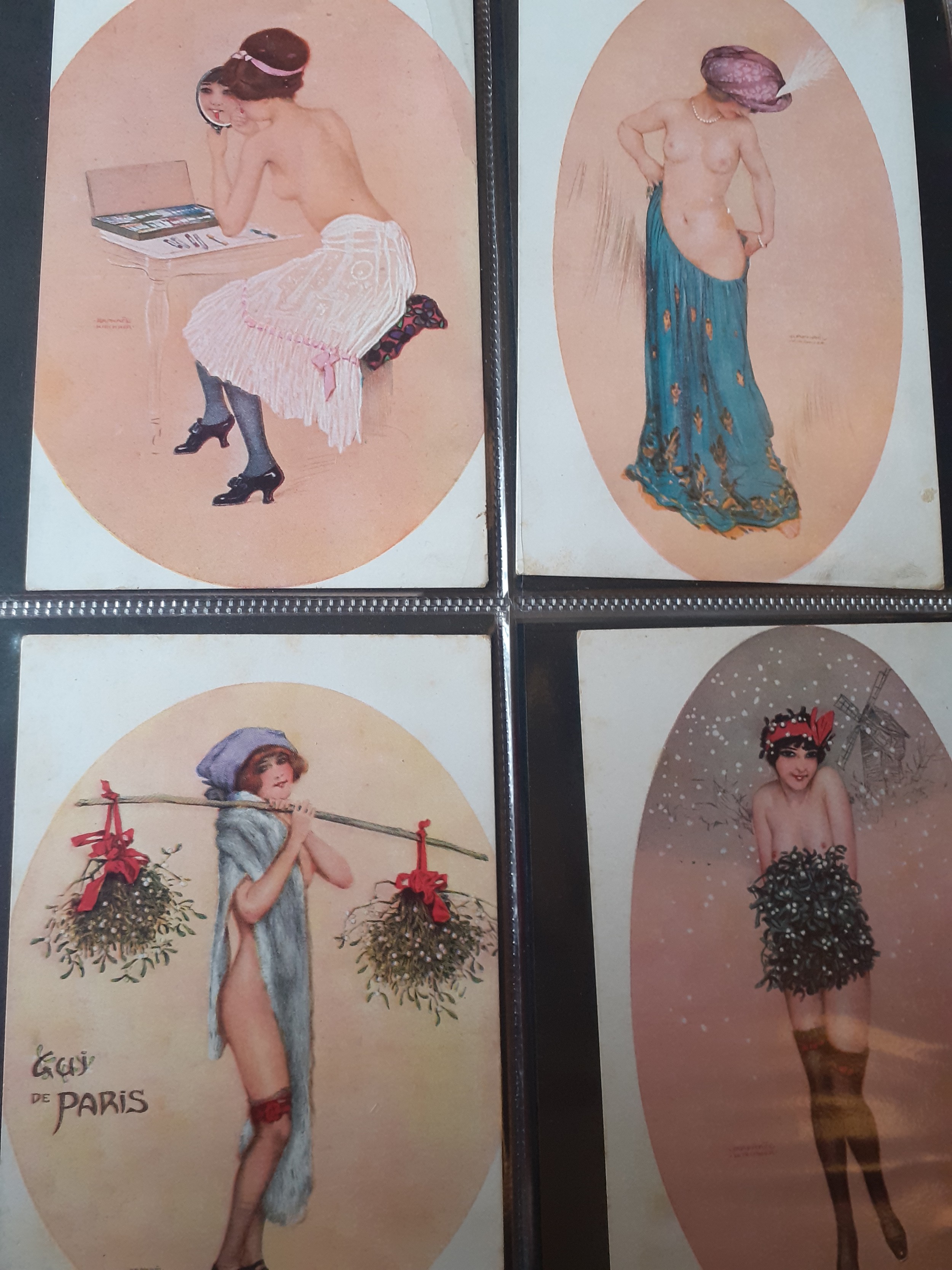 An album of postcards to include early 20th Century and reproduction fashion and glamour examples, - Image 8 of 9