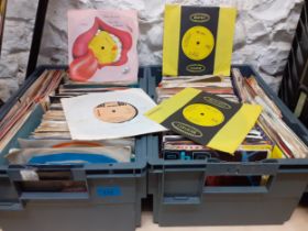 A quantity of 1960's-1980's 45rpm single records to include Hot Chocolate, Ultravox, Hazel O'Connor,