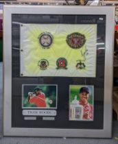 Tiger Woods related collectables to include signed flag and photographs Location: