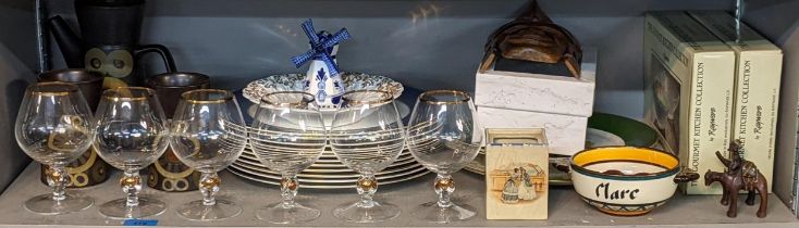 A mixed lot to include glassware and ceramics to include a part coffee set and Crown Derby dinner