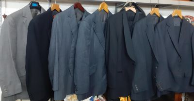 Seven gents suits, two with matching waistcoats to include bespoke made, Jolliffes and The Label,