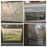 A mixed lot of framed and glazed pictures to include an Emirates map of London Underground "The
