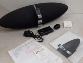 A 2016 Bowers & Wilkins Zeppelin Air audio system with cable, remote control, instruction manual,