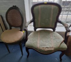 Two early 20th century French salon chairs, A/F, Location: RWF