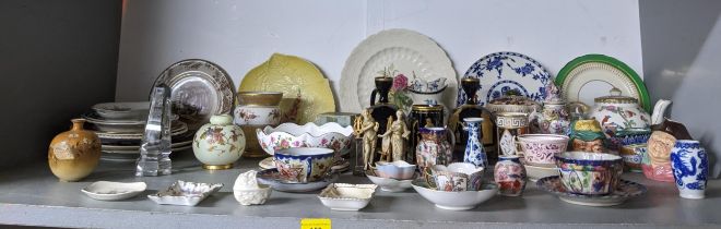 A group of Victorian ceramics and glassware to include a Helena Wolffson, Dresden cup and saucer,