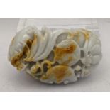 Chinese carved jade in the form of a Chinese dragon breathing fire, 85.cm h x 5cm w Location: