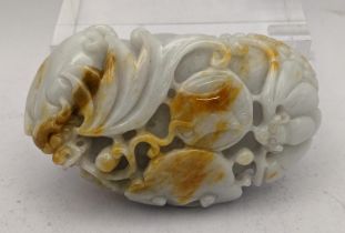 Chinese carved jade in the form of a Chinese dragon breathing fire, 85.cm h x 5cm w Location: