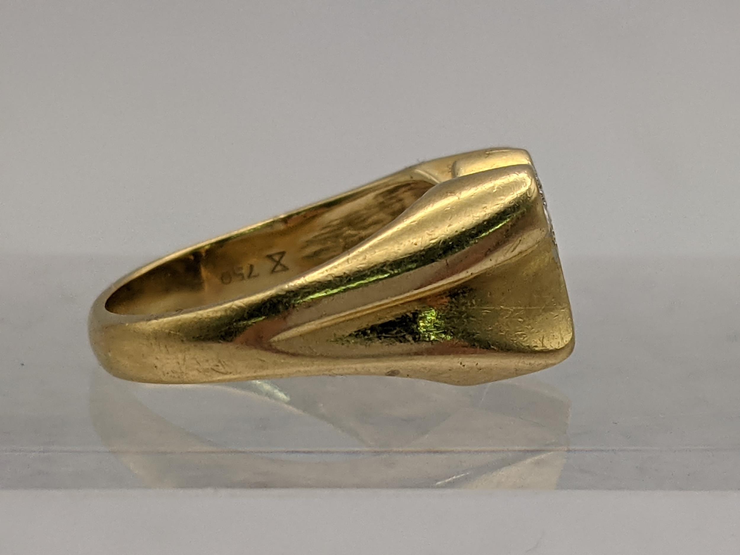 An 18ct gold ring in the form of the letter M set with diamonds, total weight 4.6g Location: - Image 2 of 4