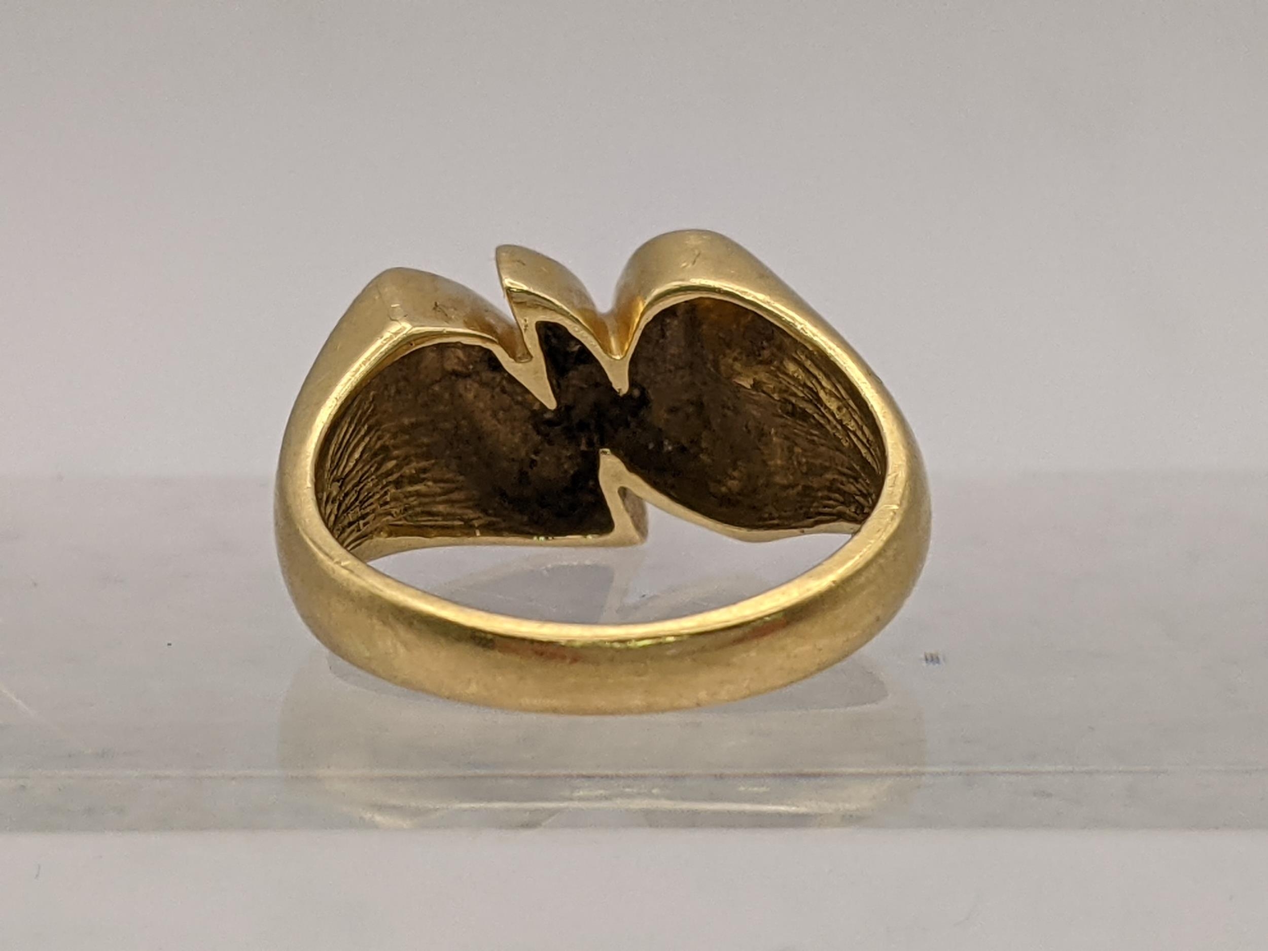 An 18ct gold ring in the form of the letter M set with diamonds, total weight 4.6g Location: - Image 3 of 4