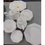 A quantity of white ceramic Johnson Brothers dinner ware, teapot and coffee pot, Location: A3M