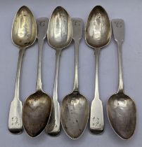 A set of six late George III silver teaspoons hallmarked London 1817 Location: