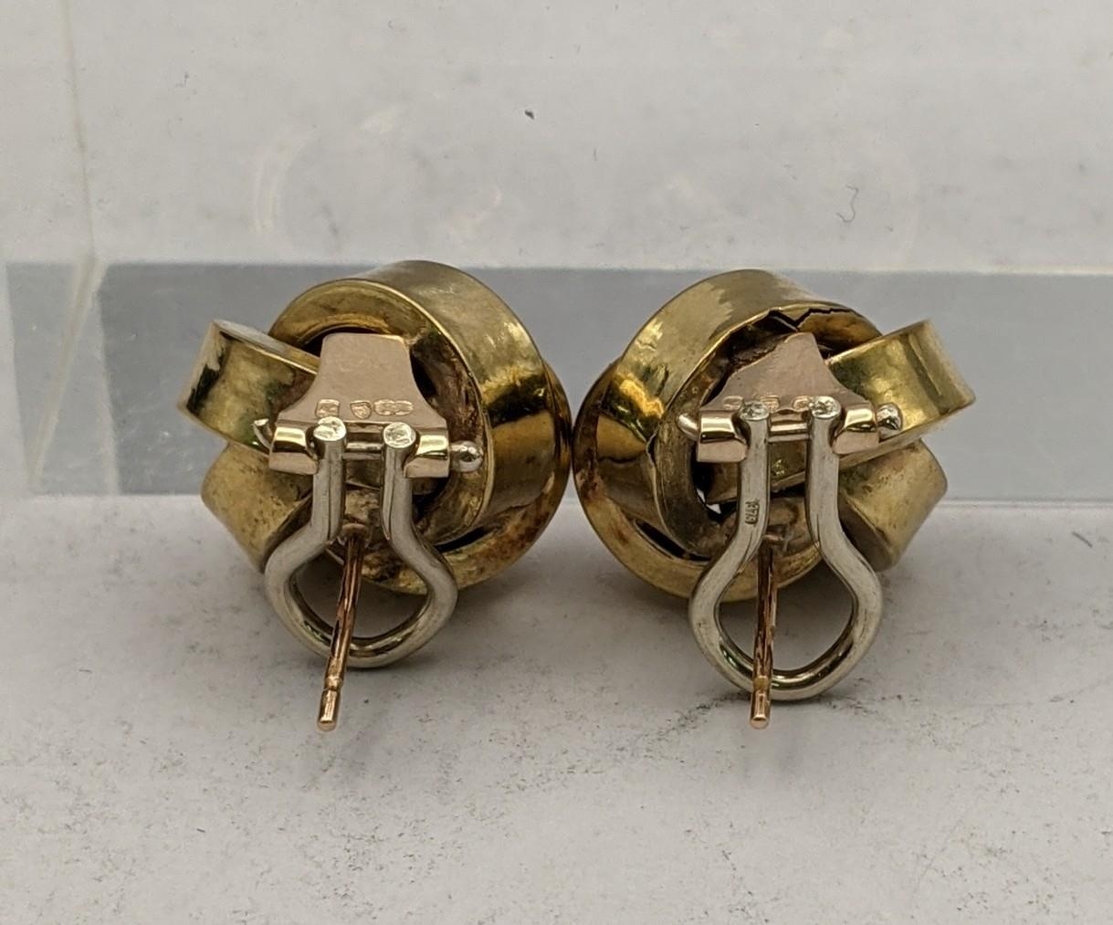 A pair of 9ct gold knot earrings total weight 5.0g Location: - Image 2 of 2