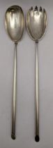 A pair of Edwardian silver salad servers hallmarked Birmingham 1902, 132.1g Location: