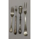 Mixed silver to include an Irish silver meat fork and a Victorian table fork 78.6g together with a