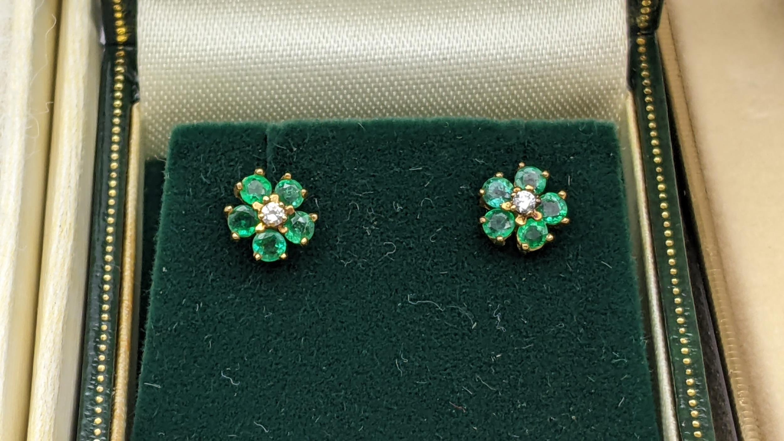 A pair of 9ct gold emerald and diamond cluster earrings 1.5g together with mixed costume jewellery - Image 2 of 2