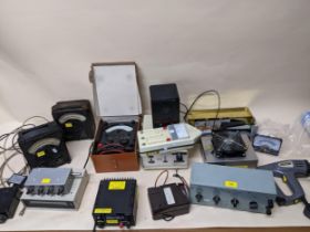 A selection of electronic items to include three Universal Avo metres, one in leather case,