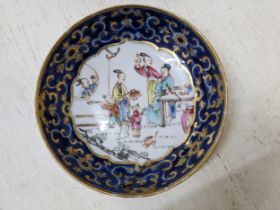 A late 18th century Chinese export saucer decorated with figures A/F Location: