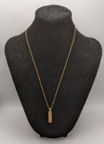 A 9ct gold ingot on a 9ct gold necklace, total weight 6.1g, Location: