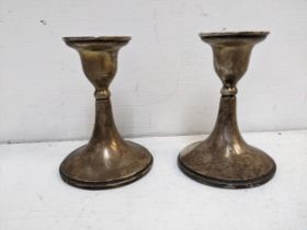 A pair of 20th century dwarf candlesticks, 10cm high Location: