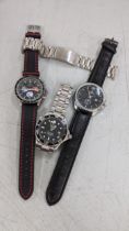 Two gents manual wind watches, one quartz and a stainless steel bracelet, Location: