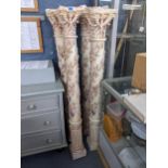 Four plaster pillars with mask, fruiting vine and reeded ornament, 158cm h Location:BWL