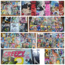 Marvel and DC comics, mostly 1980/1990 issues to include Superman, X-cons (issue 1), The Huntress,