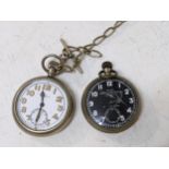 A military pocket watch engraved with A and an arrow, and a Nix pocket watch Location: