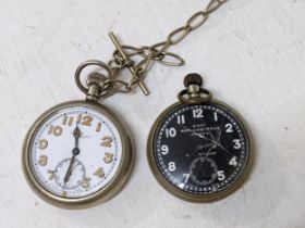 A military pocket watch engraved with A and an arrow, and a Nix pocket watch Location: